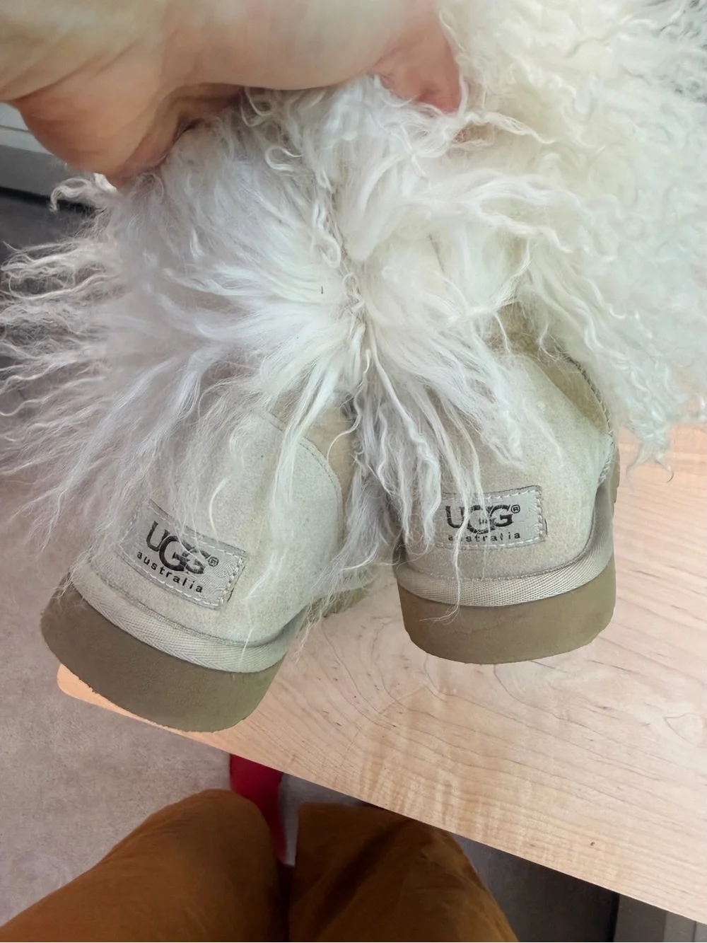 UGG Cream Sheepskin Cuff Short Suede Boots